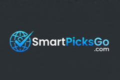 SmartPicksGo.com Logo featuring a globe and checkmark icon