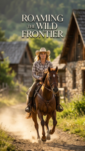 A cinematic scene of a horse rider galloping through a peaceful village trail for SmartPicksGo