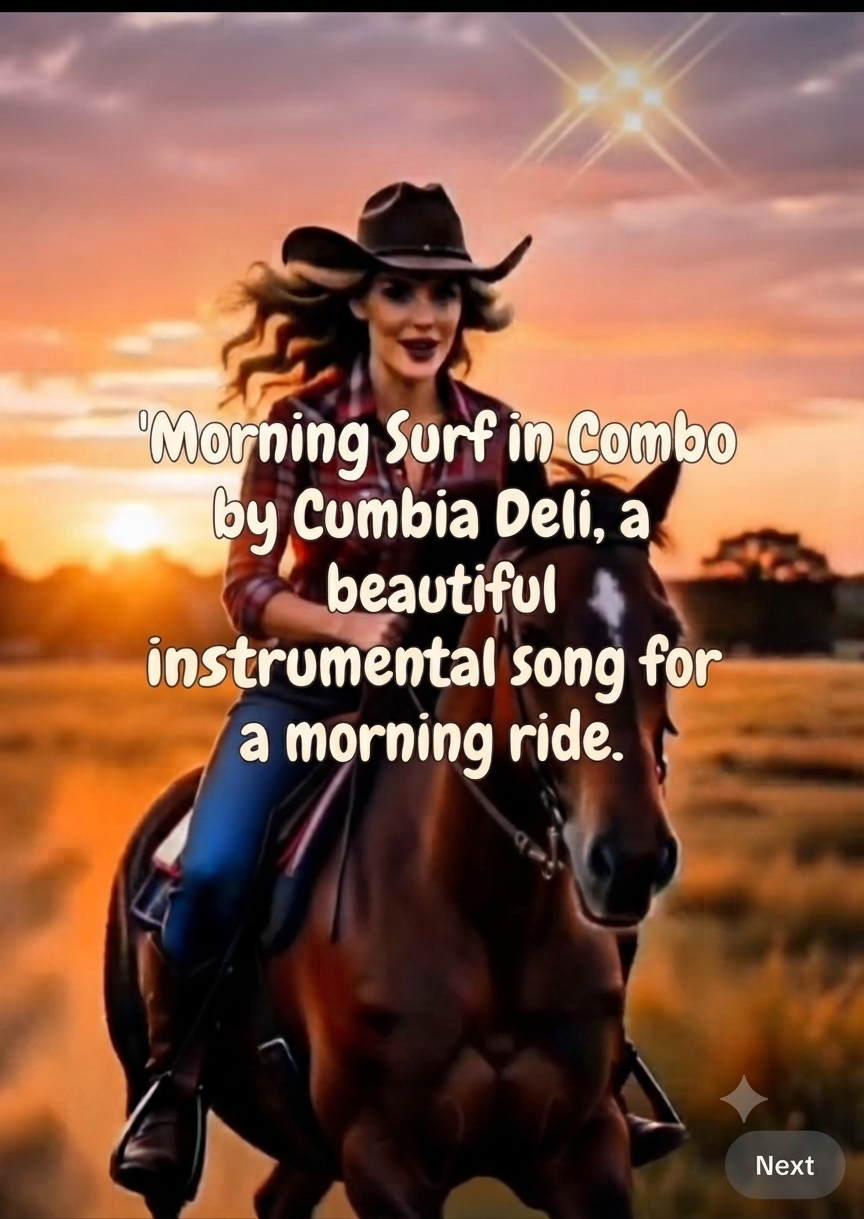 A woman riding a horse along a scenic village trail during sunrise with warm morning light
